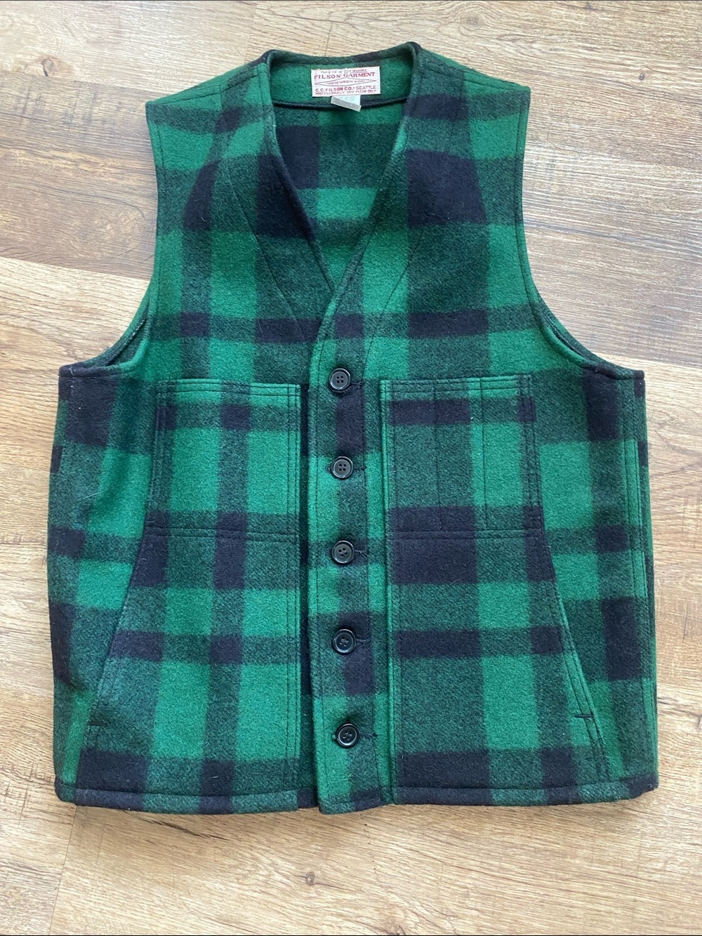 Vintage Filson Garment Mackinaw Vest Mens 38 Small Medium